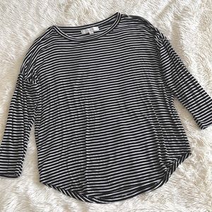 Black and White Striped Quarter Sleeve Top